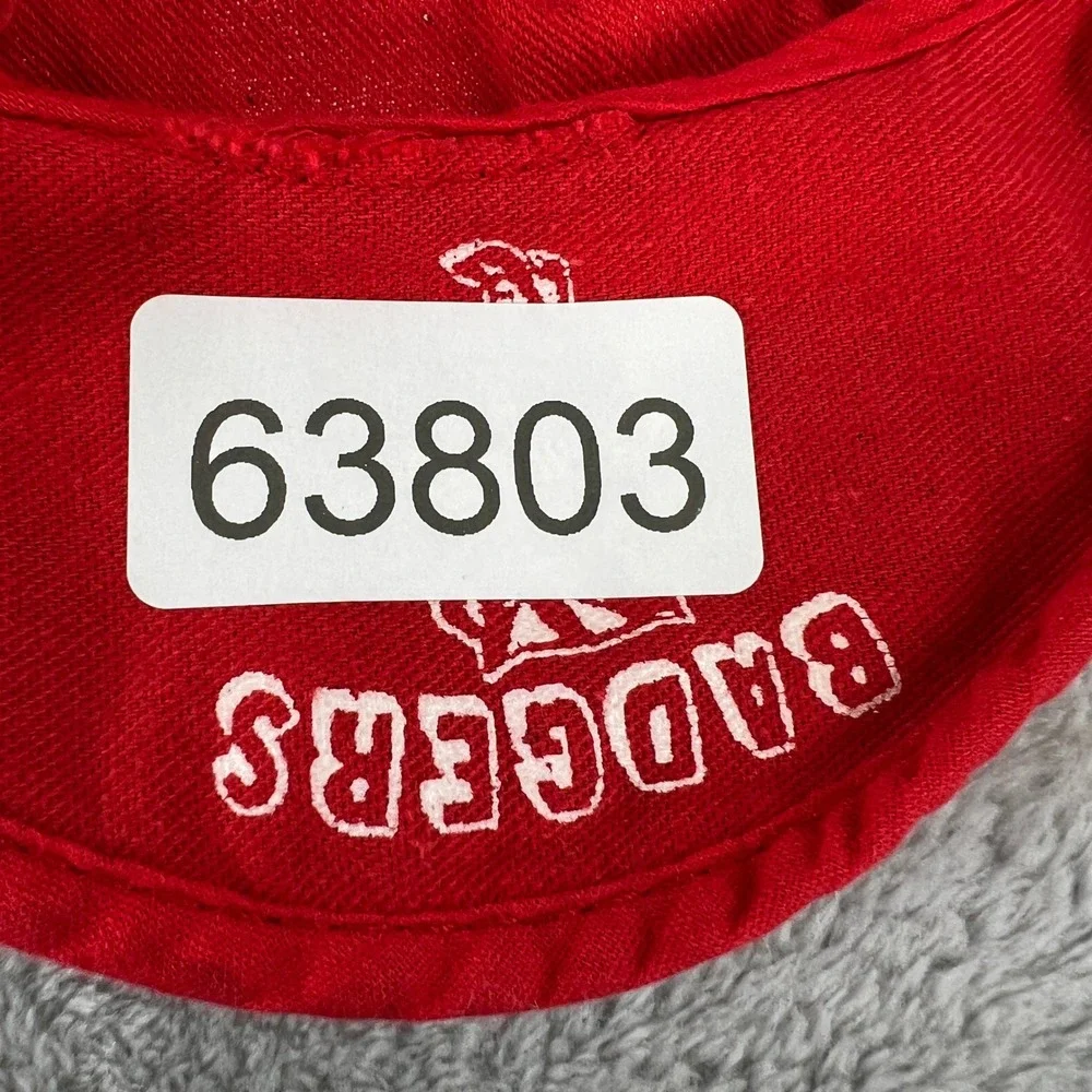Vtg AOP Wisconsin Badgers Cycling Cap Red Bucky Badger NCAA Bike Hat Retro